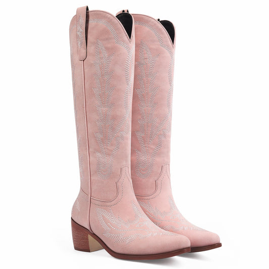 Denim Pink Cowgirl Boots