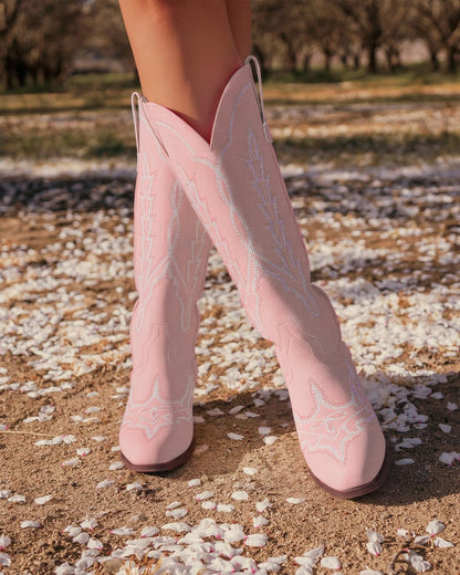 Denim Pink Cowgirl Boots