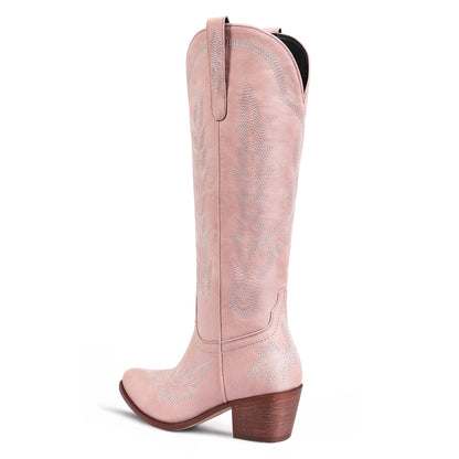 Denim Pink Cowgirl Boots